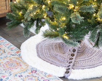CROCHET PATTERN Farmhouse Christmas Tree Skirt (Printable PDF) | Rustic Christmas Decor | Crochet Tree Skirt Pattern | Holiday Crochet Decor