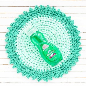 CROCHET PATTERN Round Dishcloth Crochet Printable PDF Simple Dishcloth Pattern Floral Easy Crocheted Washcloth Circle Dish Cloth Flower