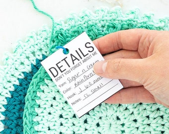 Crochet Project Details Tag | Printable PDF | WIP Information Digital Download | Crochet Work in Progress Tags