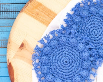Round Boho Bobble Coasters Crochet Pattern (Printable PDF)