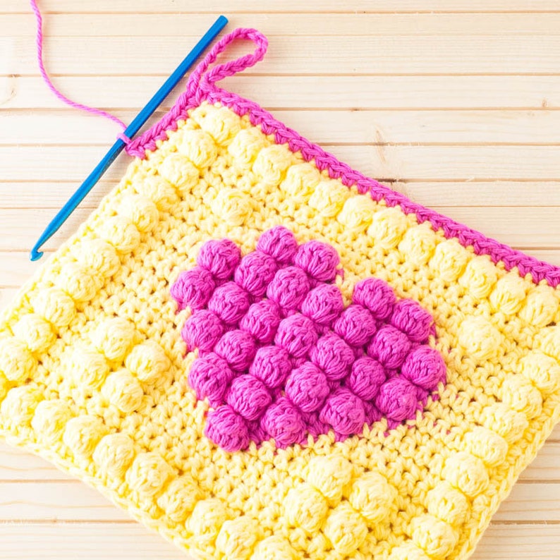 Bobble Heart Potholder Crochet Pattern printable PDF With Etsy