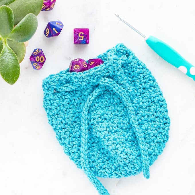 30 DnD Crochet Patterns for Dice Bags, Plushies, and Tabletop Gifts 34 Small DnD Drawstring Dice Bag Crochet Pattern