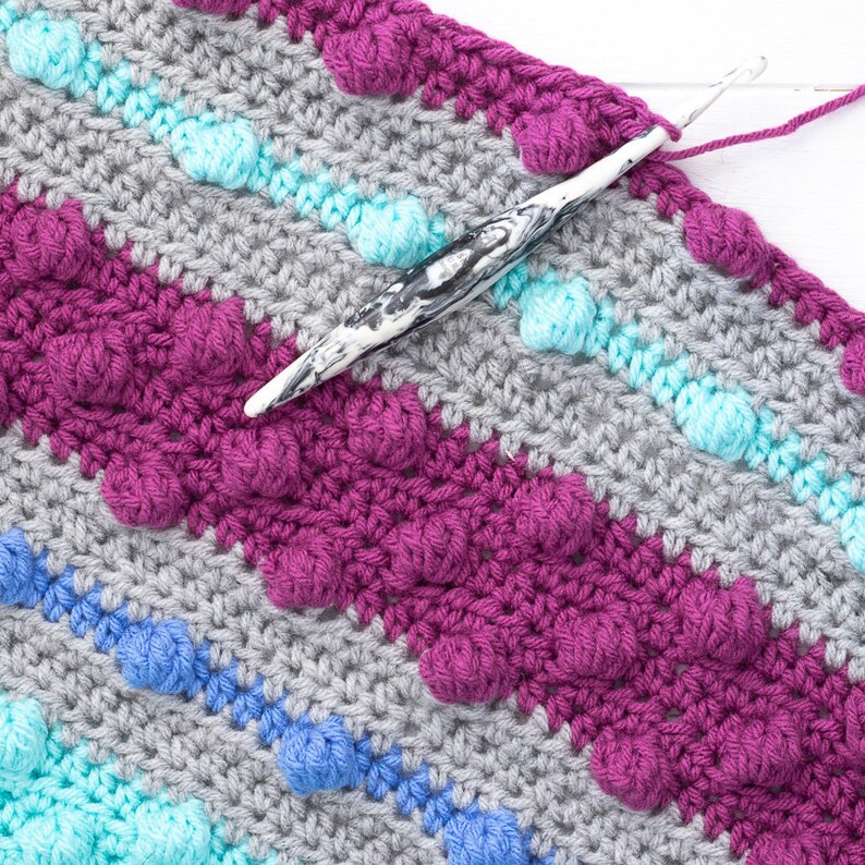 Bobble Stripe Baby Blanket Crochet Pattern printable PDF Etsy