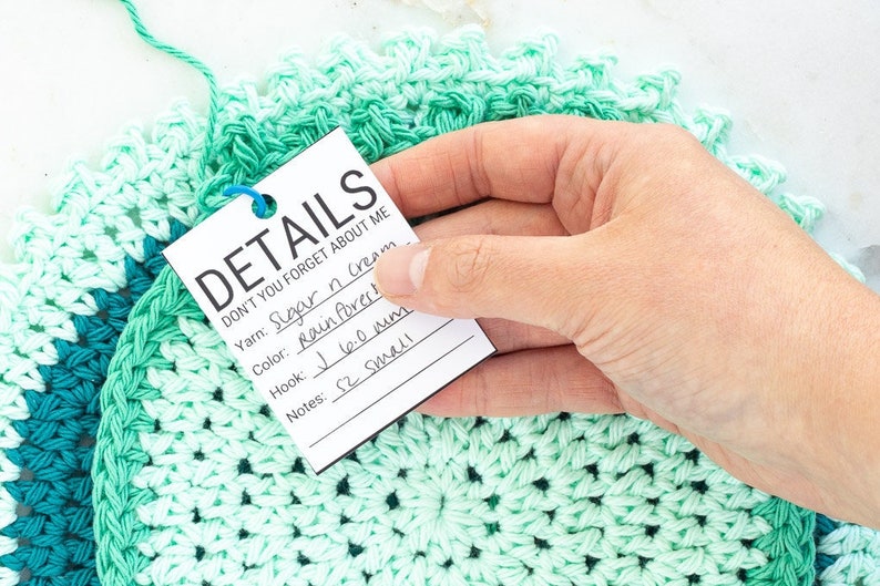 Crochet Project Details Tag Printable PDF WIP Information Digital Download Crochet Work in Progress Tags image 1