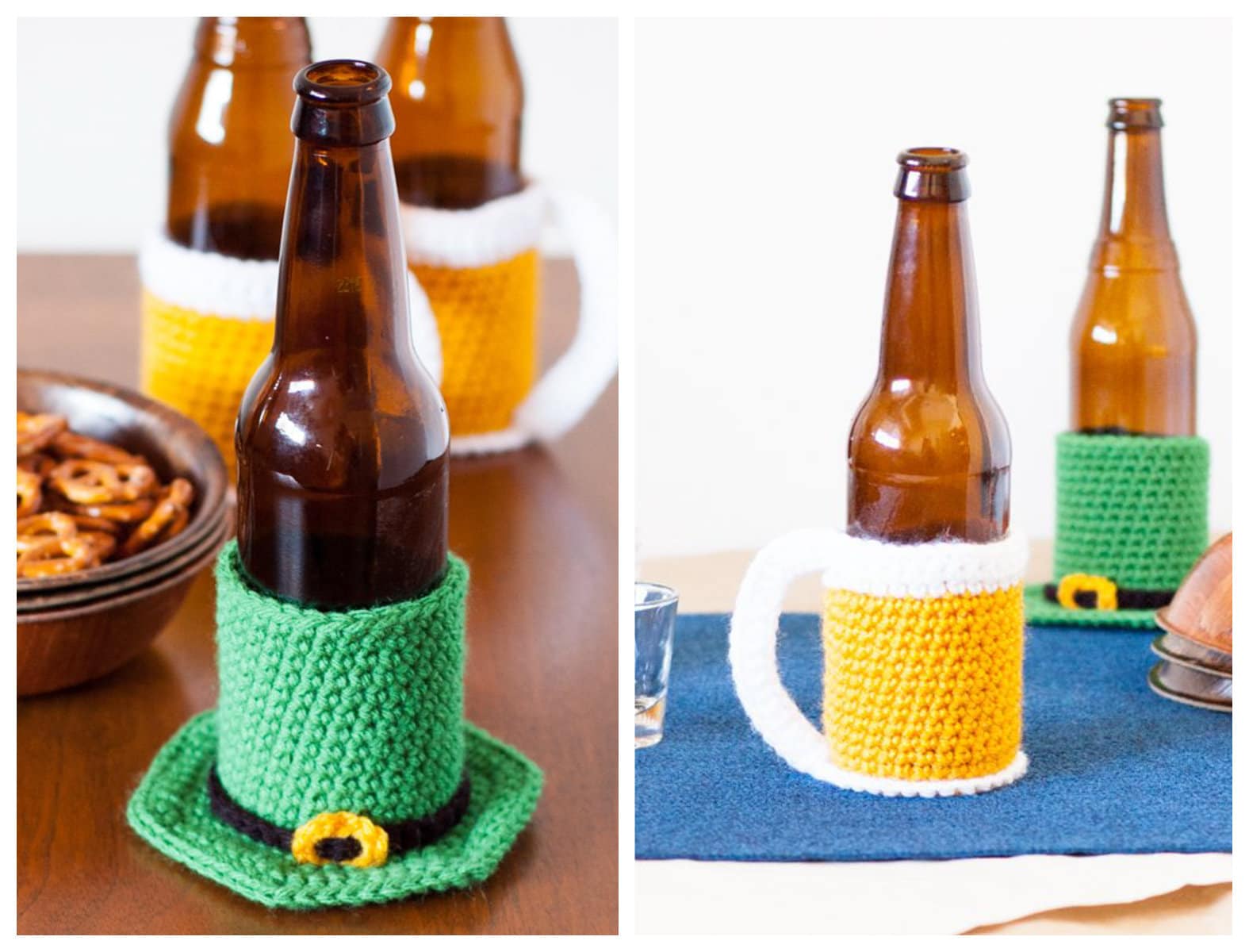 TWO St. Patrick's Day Beer Cozy Crochet Patterns (