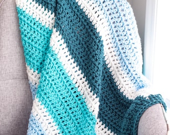 CROCHET PATTERN Double Crochet Blanket Printable PDF Pattern Crocheted Afghan Baby Blanket Gift for Baby Shower Throw Crocheting Beginner