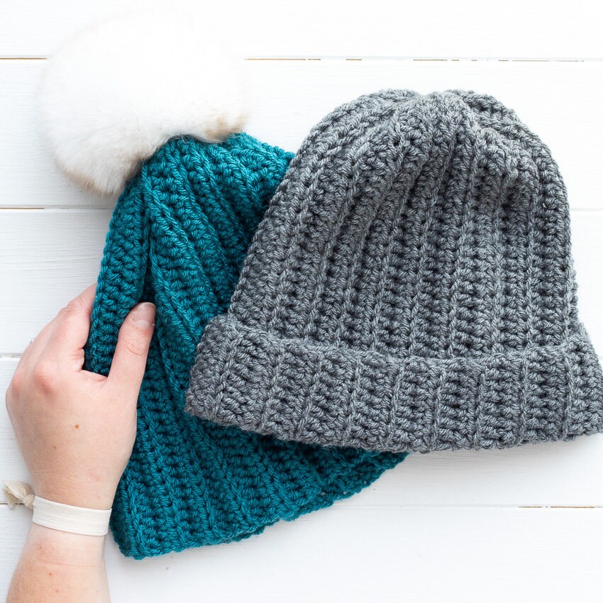 CROCHET PATTERN Easy Ribbed Hat | Unisex Double Brim Beanie PDF ...