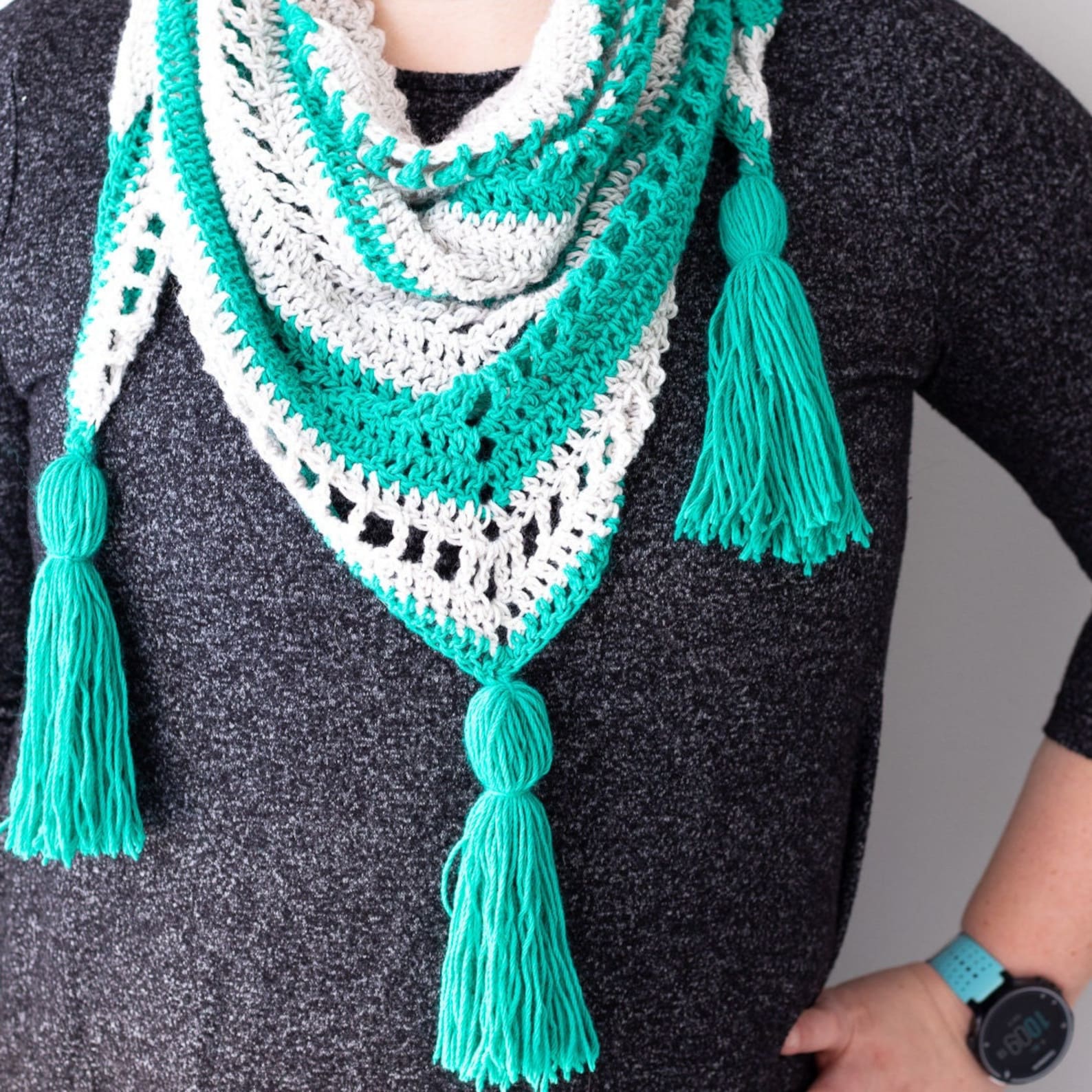 CROCHET PATTERN Striped Triangle Scarf (printable PDF) | Easy Shawl ...