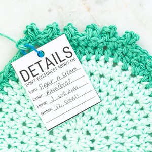 Crochet Project Details Tag Printable PDF WIP Information Digital Download Crochet Work in Progress Tags image 4