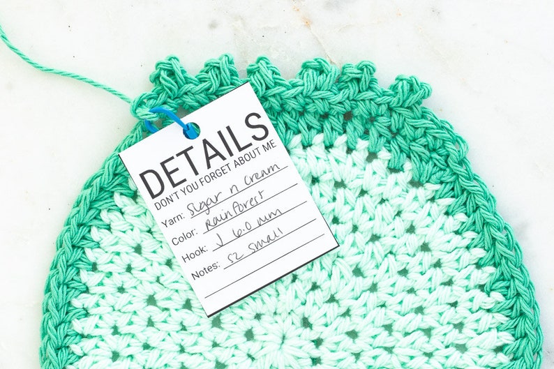 Crochet Project Details Tag Printable PDF WIP Information Digital Download Crochet Work in Progress Tags image 4