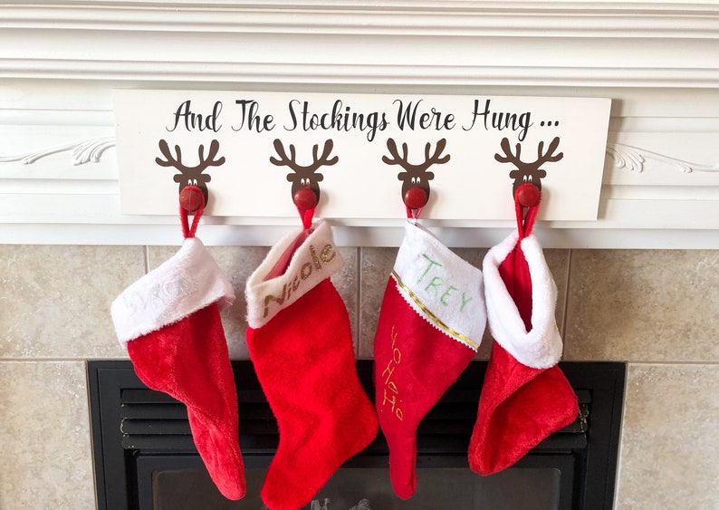 Reindeer Stocking Holder Stocking Hanger Custom Stocking Etsy