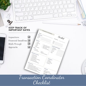 Real Estate Transaction Checklist for Transaction Coordinator Checklist for Real Estate Agents Transaction Checklist for Agent Transaction