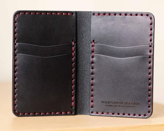 Handgemaakte leren kaarthouder/portemonnee, minimalistische slanke portemonnee, The Yosemite