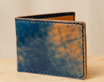 Handcrafted Billfold - Blue Marbled ROCADO Shell Cordovan