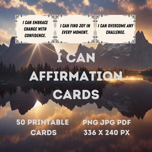Sblocca il tuo potenziale con le carte di affermazione "I Can" stampabili, Affermazioni quotidiane, Affermazioni positive quotidiane, Migliora la tua vita