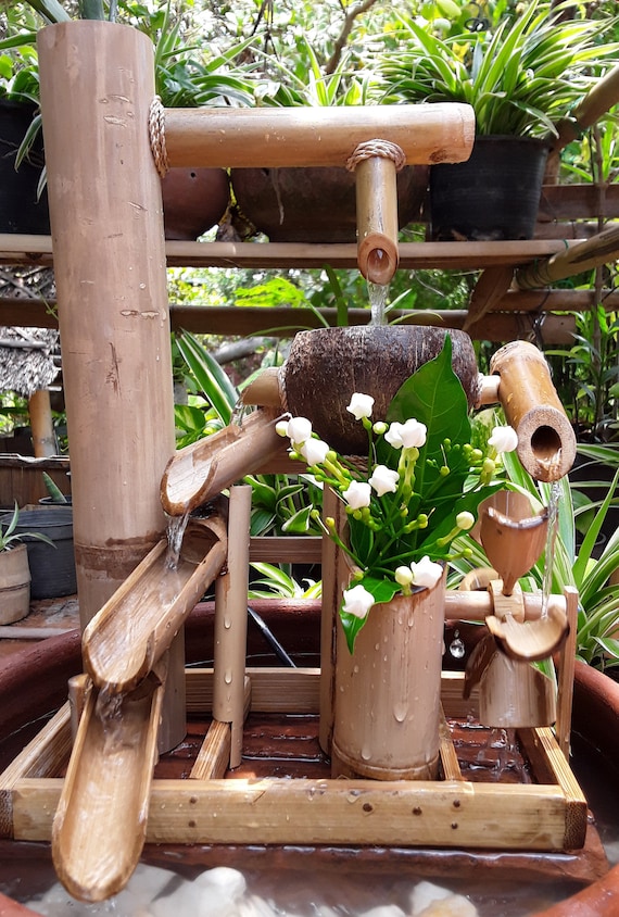 Handgefertigter Bambus Springbrunnen aus Kokosnussschale mit Turbine -  Etsy.de