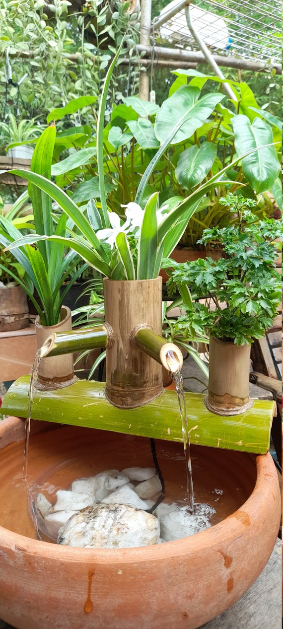 Handgemachter Mini-Bambusbrunnen: Innen- / Auenwasserfunktion