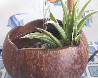 Table top fointain coconut fountain indoor style fountain real handmake from coconut shell and bamboo.