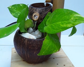 Mini water Fountain,table top water fountain,indoor fountain,handmade from bamboo and coconut shell