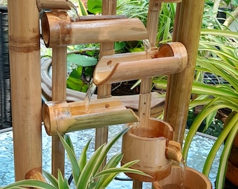 Double bowl table top bamboo fountain indoor fountain,  bamboo fountain make from real bamboo