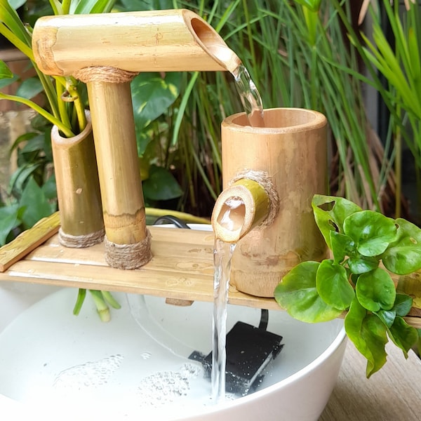 Indoor bamboo fountain,table top bamboo water fountain simple style,mini fountain handmake from bamboo