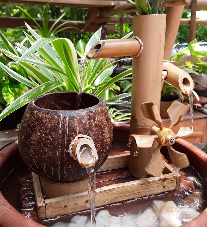 Bamboo Tabletop Water Fountain Turbine style, Mini fountain