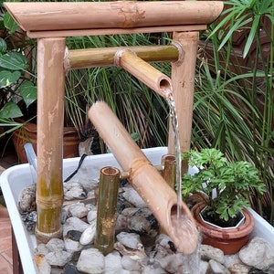 Torii shishi odoshi mini fountain indoor/outdoor fountain japanese style handmake fountain from real bamboo image 3