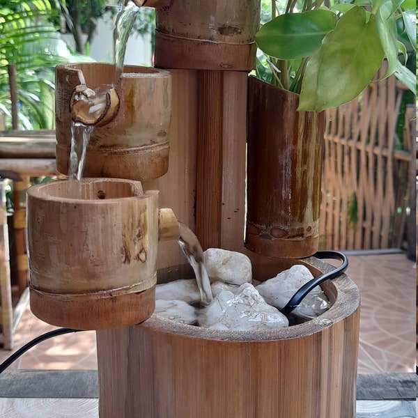 Table top bamboo water fountain,mini fountain,indoor fountain handmake fountain, real handmake from bamboo