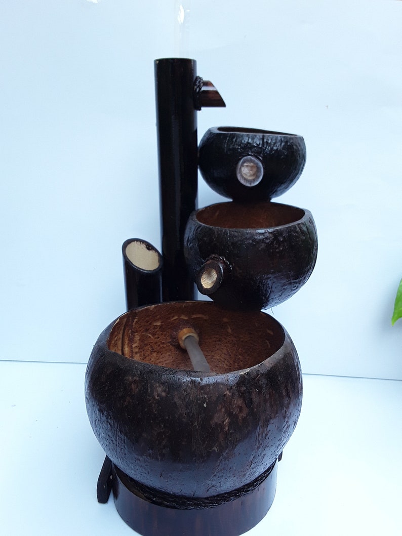 Handcrafted Coconut shell Bamboo Fountain for Home and Garden Decor