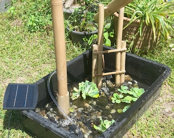 Solar power Bamboo fountain Double set of Large Odoshi H80 Japanese style fountain free style install/outdoor fountain with Solar power pump