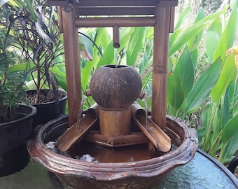Table Fountain,mini fountain,indoor fountain, handmade from bamboo and coconut shell