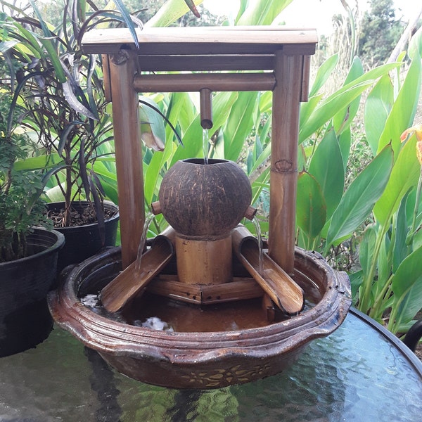 Table Fountain,mini fountain,indoor fountain, handmade from bamboo and coconut shell