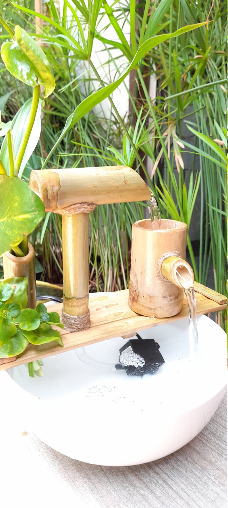 Handcrafted Mini Table Top Bamboo water fountain simple style