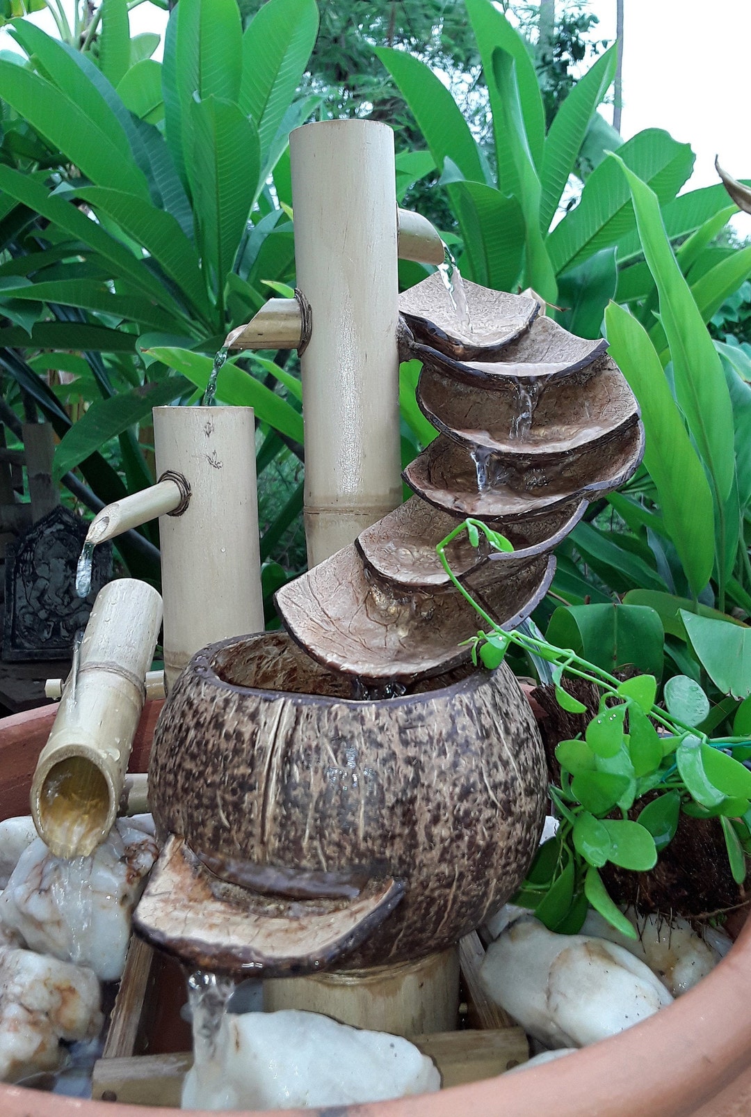Table Top Fountain,mini Fountain,indoor Fountaun Handmade From Coconut