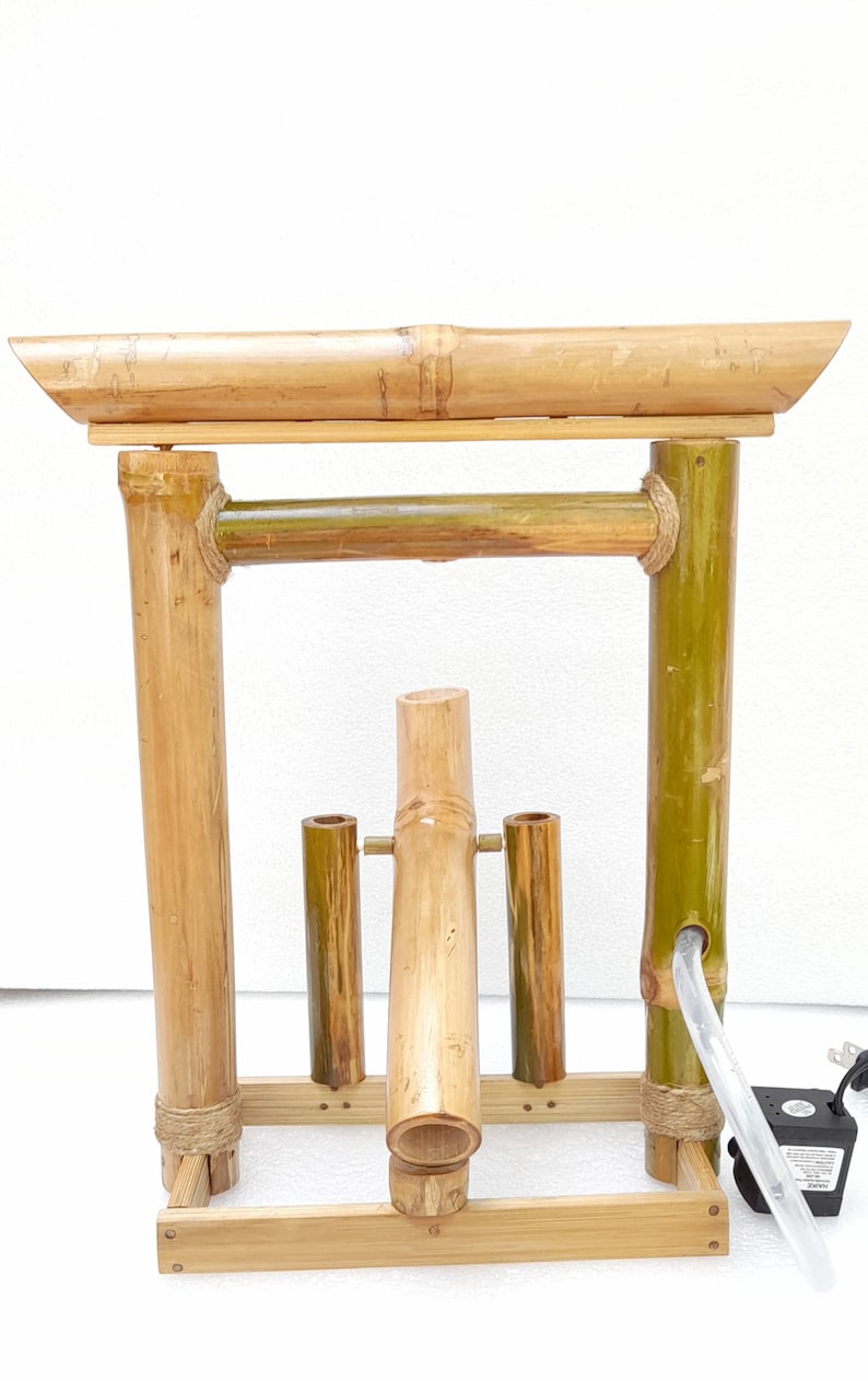 Torii shishi odoshi mini fountain indoor/outdoor fountain japanese style handmake fountain from real bamboo image 7