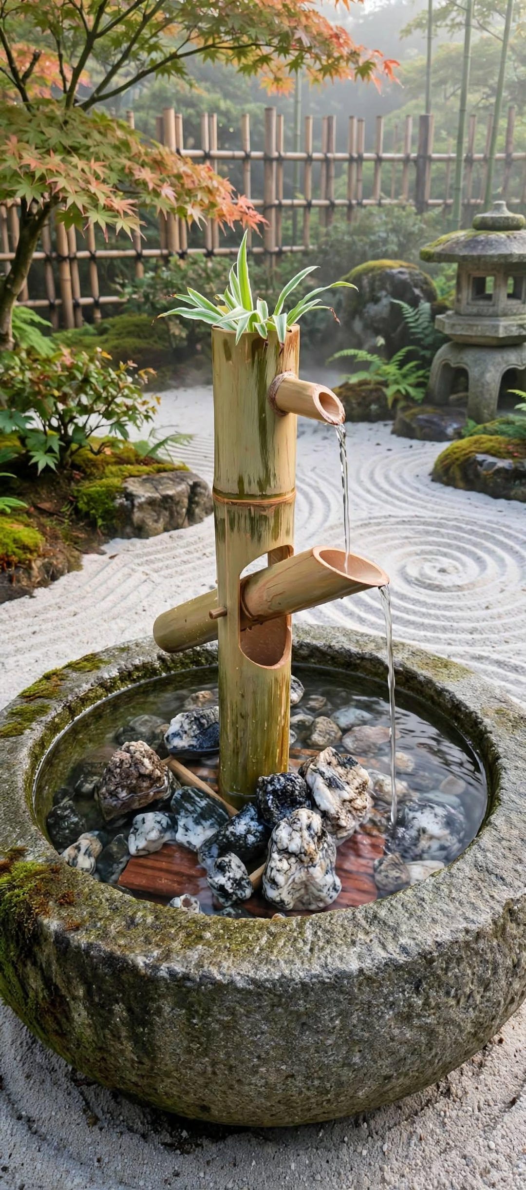 揺らめく竹製の噴水、手作りの日本式獅子おどし - Etsy 日本