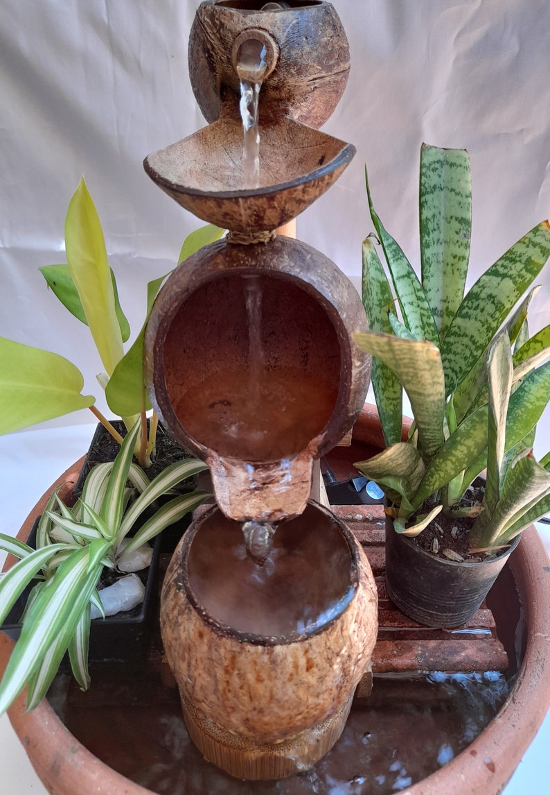 Handcrafted Coconut shell Fountain for Home and Garden Decor