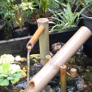 Shishi odoshi fountain with Large dumping bamboo, japanese style indoor/outdoor japanese style handmake fountain from real bamboo. image 3