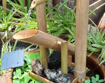 Solar power Torii shishi odoshi fountain outdoor fountain handmake fountain from real bamboo