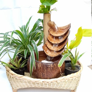 Indoor water fountain,indoor fountain, indoor handmake fountain weaving style from coconut shell and bamboo