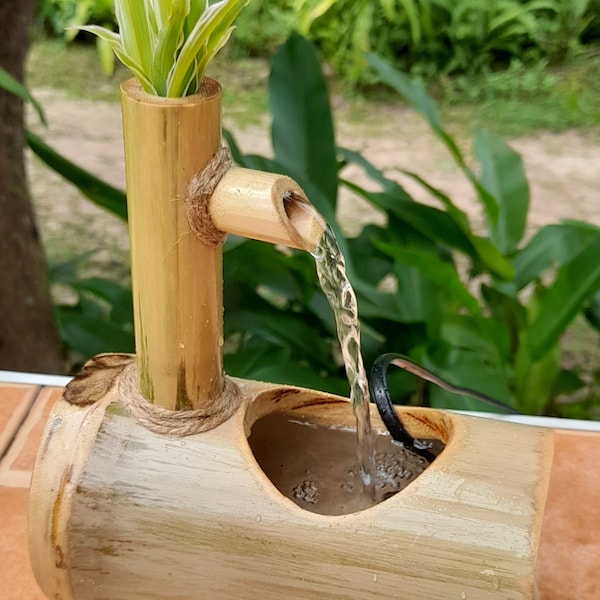 Table top bamboo fountain indoor style. Mini bamboo fountain rel handmake make from real bamboo.