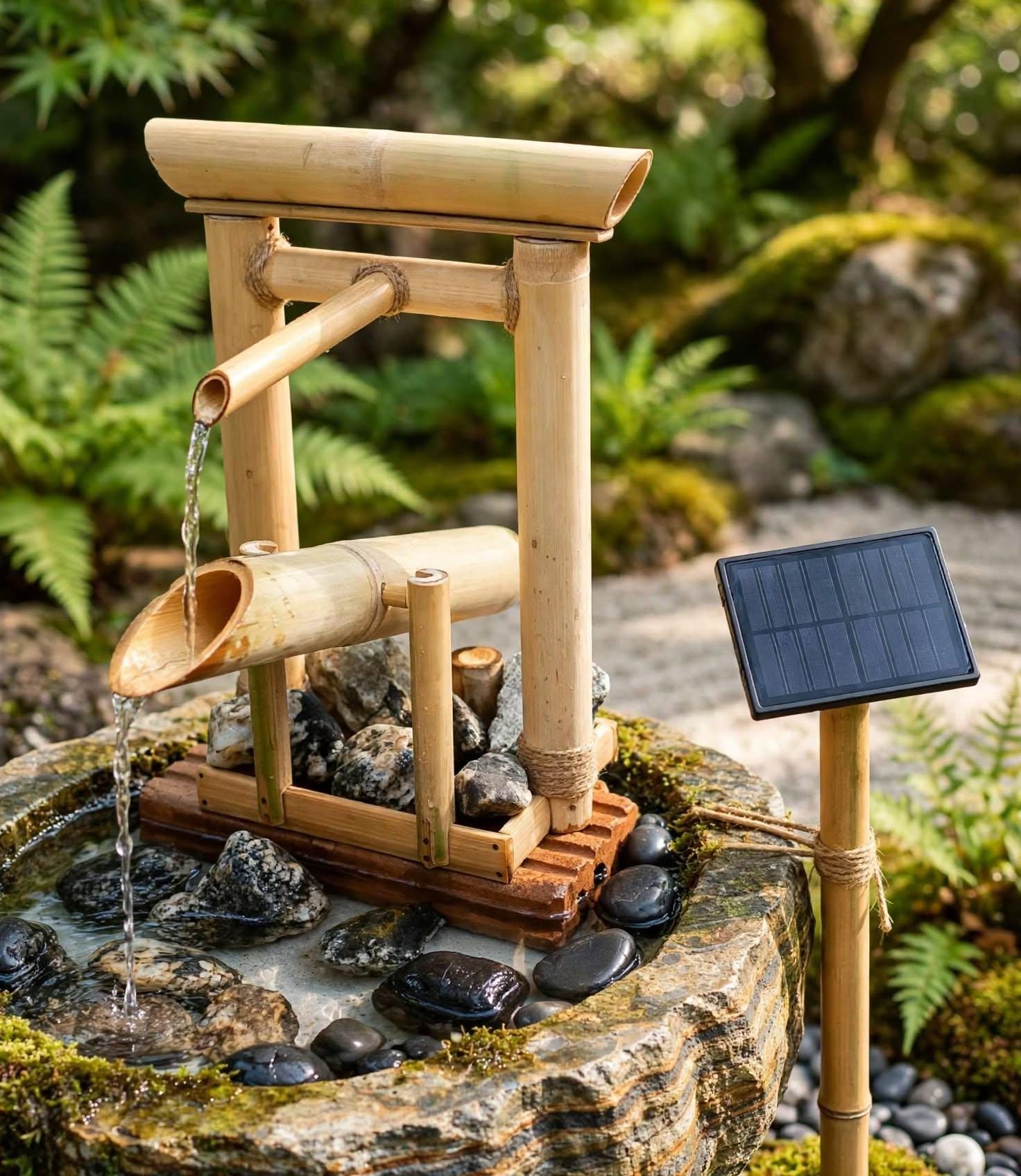 手作りの竹鳥居噴水 |ソーラー獅子おどし禅庭水特集 - Etsy 日本