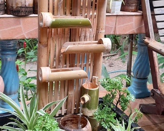Large Bamboo fountain weaving style real hand make from bamboo and coconut shell
