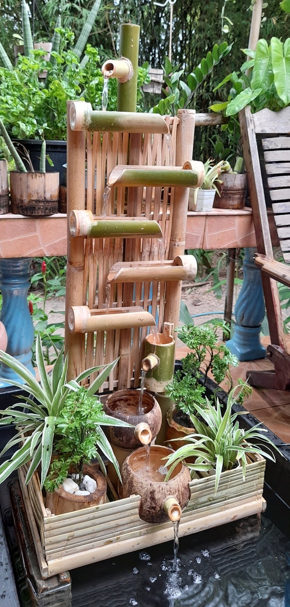 Large Bamboo Fountain Weaving Style Real Hand Make From Bamboo Etsy