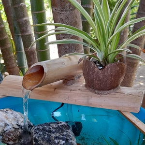 Top bowl Odoshi fountain indoor/outdoor style with coconut shell and bamboo.