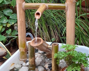 Torii shishi odoshi mini fountain indoor/outdoor fountain japanese style handmake fountain from real bamboo