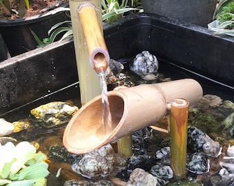 Solar power Shishi odoshi fountain with Large dumping bamboo, japanese style outdoor japanese style handmake fountain from real bamboo.