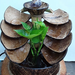 Table top fountain with stone power ,mini fountain,indoor fountain handmade fountain from coconut&bamboo