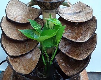 Table top fountain with stone power ,mini fountain,indoor fountain handmade fountain from coconut&bamboo