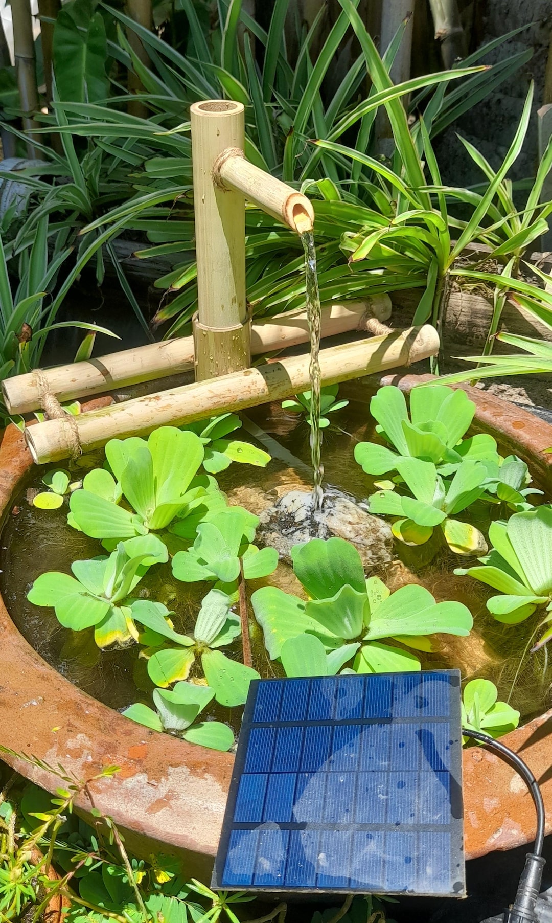 確認ページ ソーラーファウンテン、庭の水機能 太陽光発電、ポンプ付き竹噴水